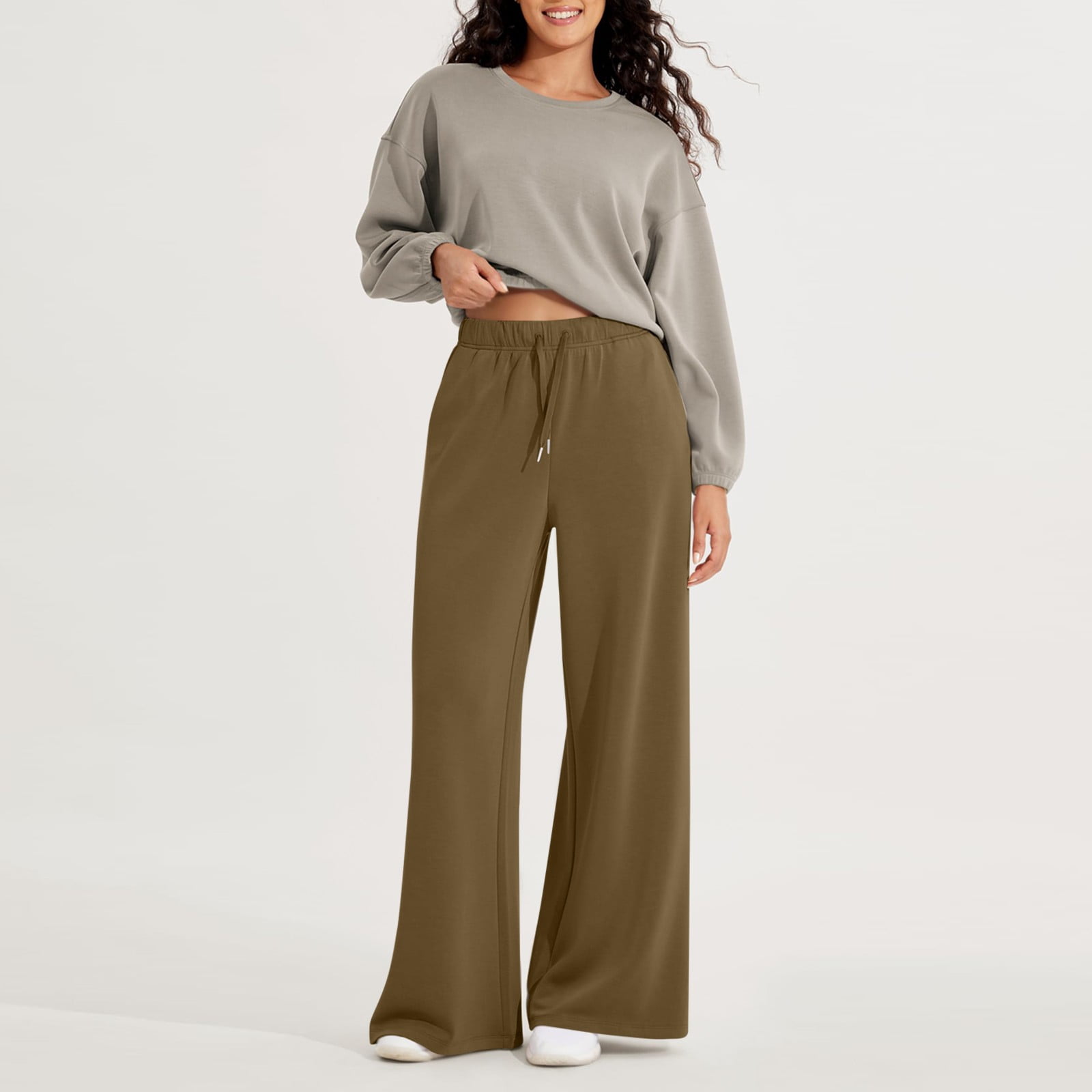 G4Free Yoga Jurk Broek met Zakken Brede Pijpen Broek voor Vrouwen Hoge Taille Stretch Werk Zakelijk Casual Buikcontrole Joggingbroek Petite/Regular /Tall, Donker Bourgondië, XL