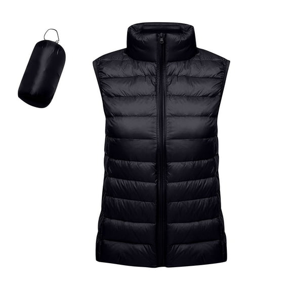 DBAIXID Women’s Packable Puffer Vest Sleeveless Lightweight Hooded Full Zip Warm Winter Puffy Vest Jacket Coat 2024 Black XL