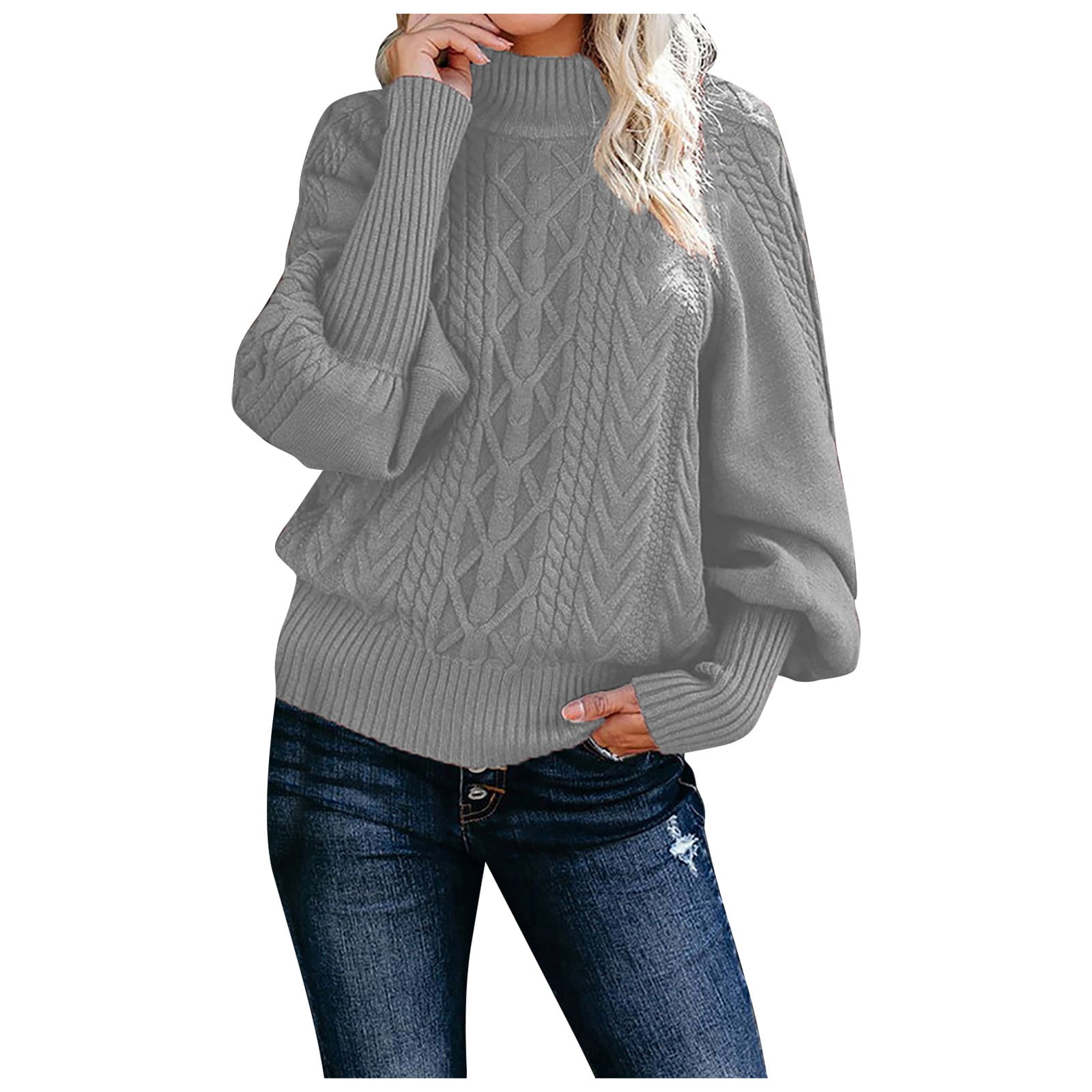 DBAIXID Women's Winter Sweater Turtleneck Loose Long Sleeve Ribbing