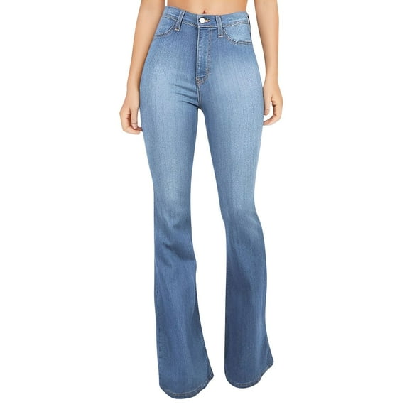 DBAIXID Womens Denim Sweatpants Clearance Button Wide Leg Plus Size Denim Jeans 2025 No Boundaries Pull on Bootcut High Rise Long Petite Jeans Light Blue S