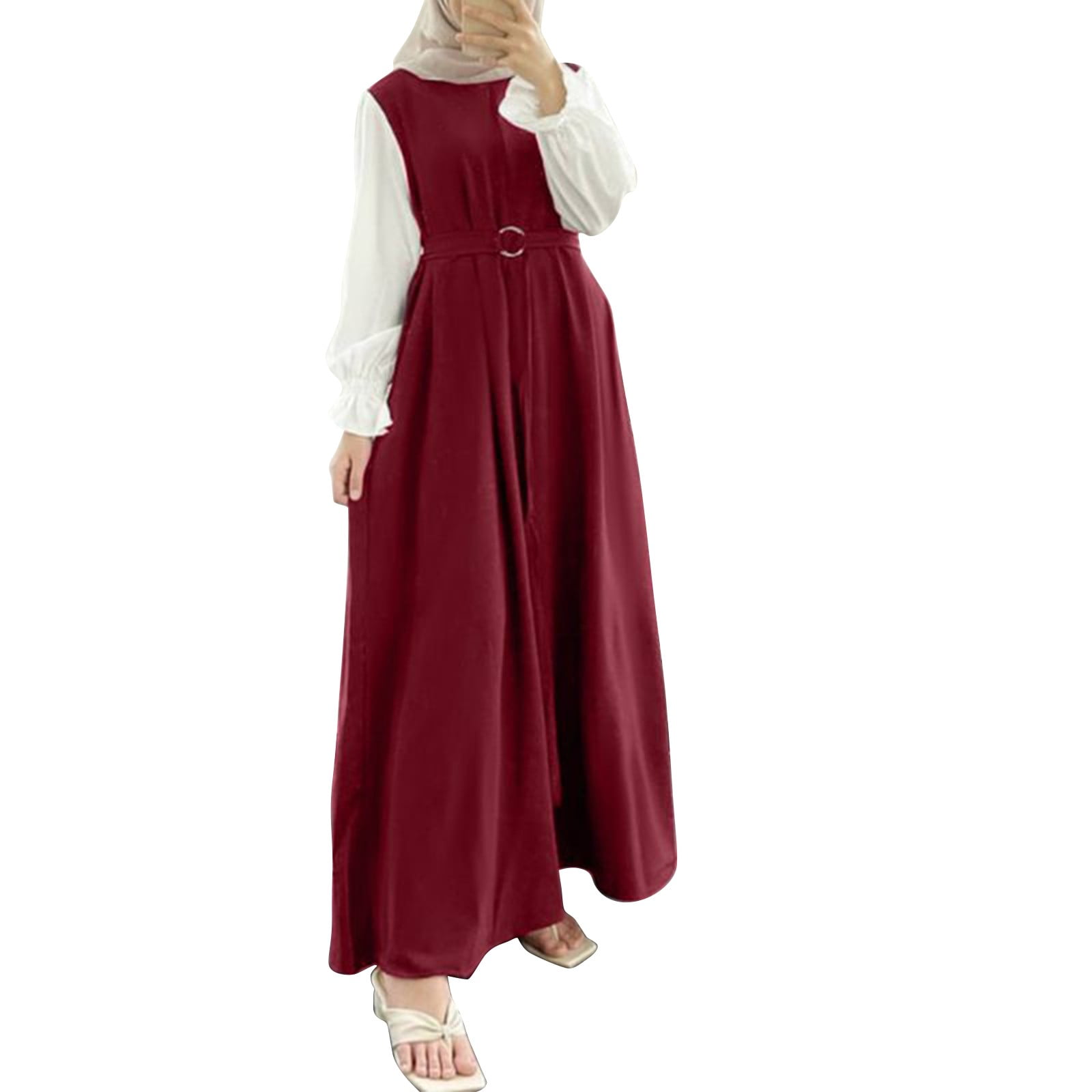 DBAIXID Womens Muslim Dresses Plus Size Abaya Button Down Henley Shirt Prayer Dress Batwing Long Sleeve Middle East Arabian Robe Pink 5xl