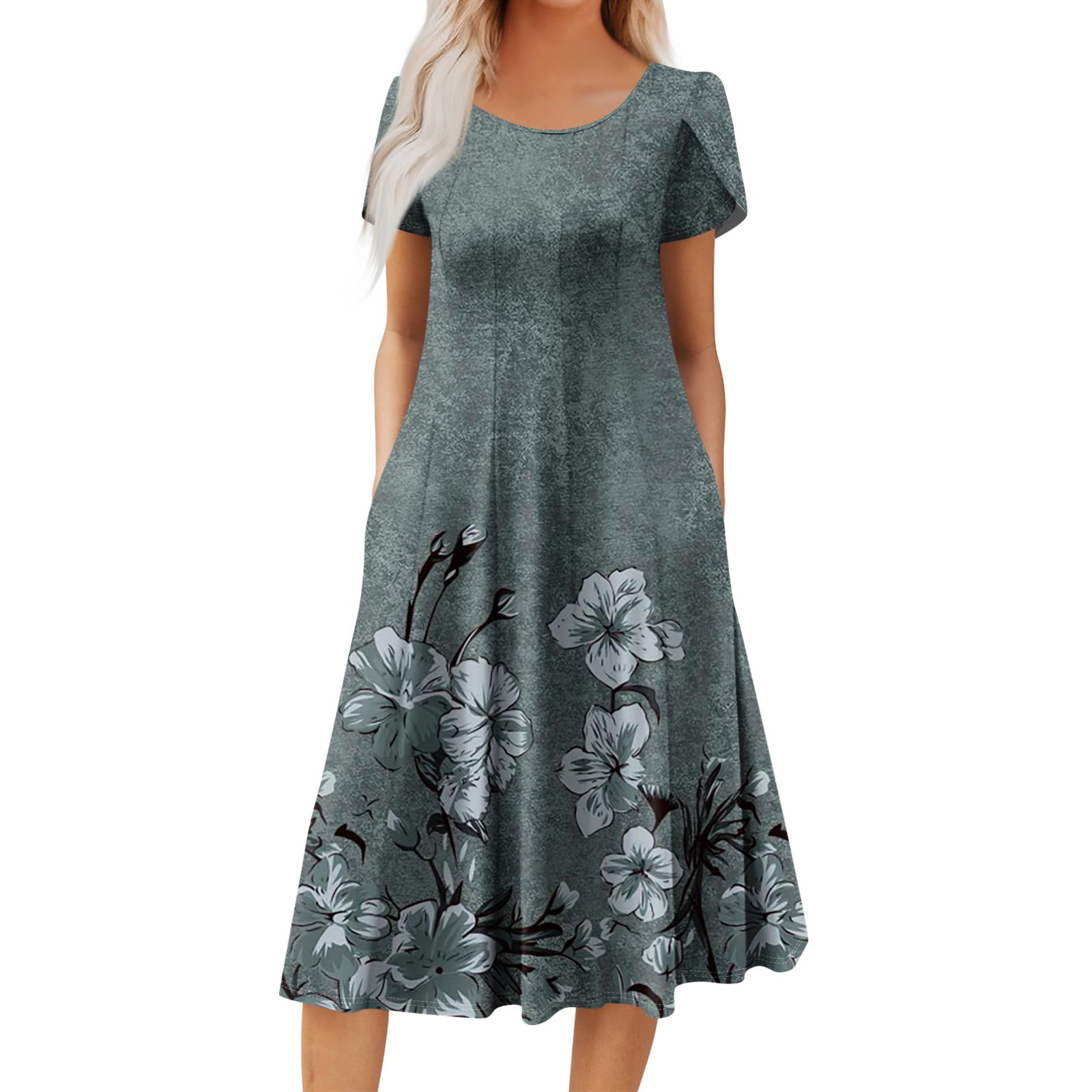 DBAIXID Womens Wedding Guest Dresses with Pocket Ruffle Short Sleeve ...