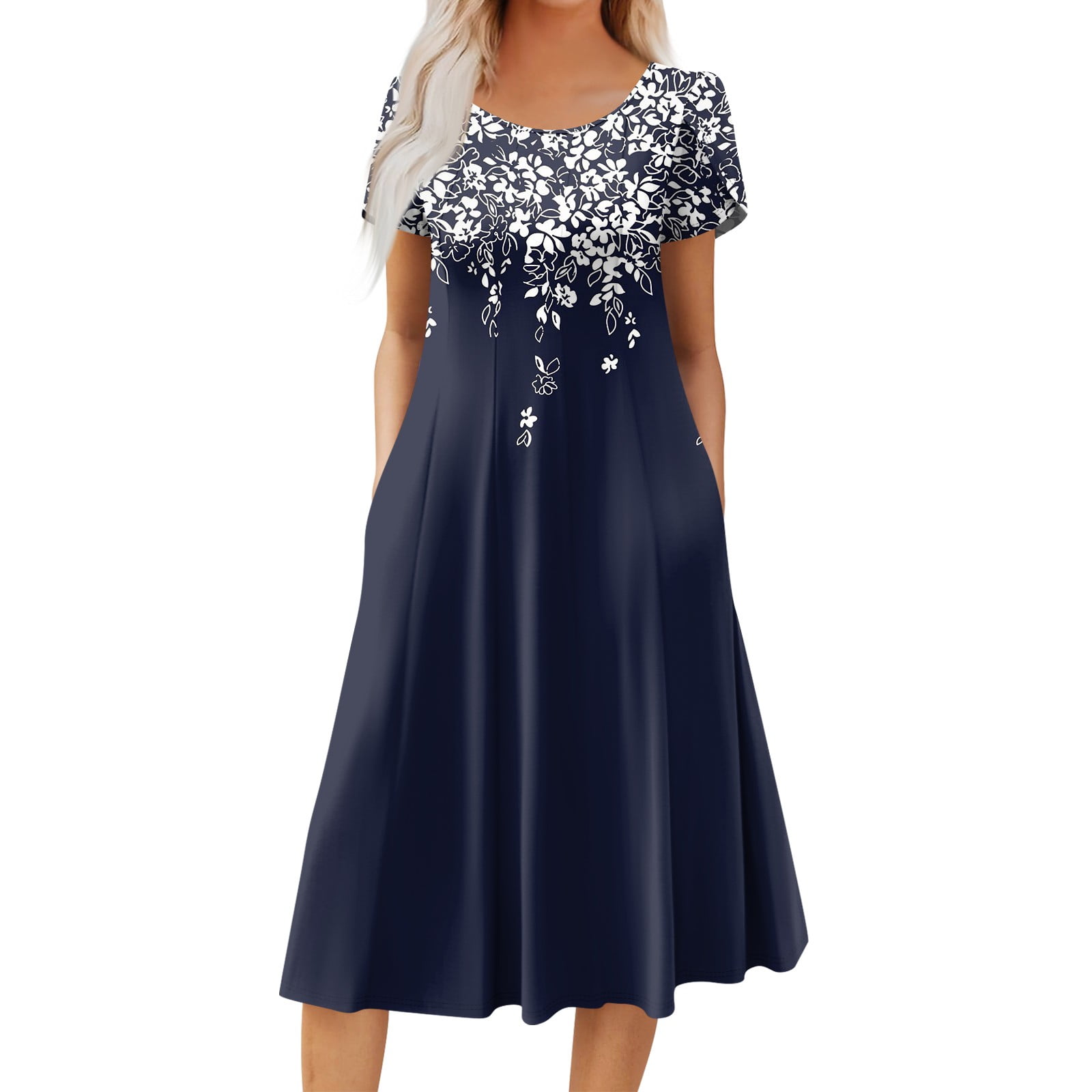 DBAIXID Womens Wedding Guest Dresses with Pocket Ruffle Short Sleeve ...