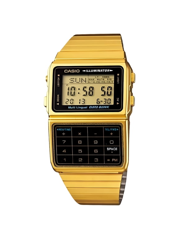 DBC611G-1D Men's Gold Tone 25 Memory Calculator Databank Watch