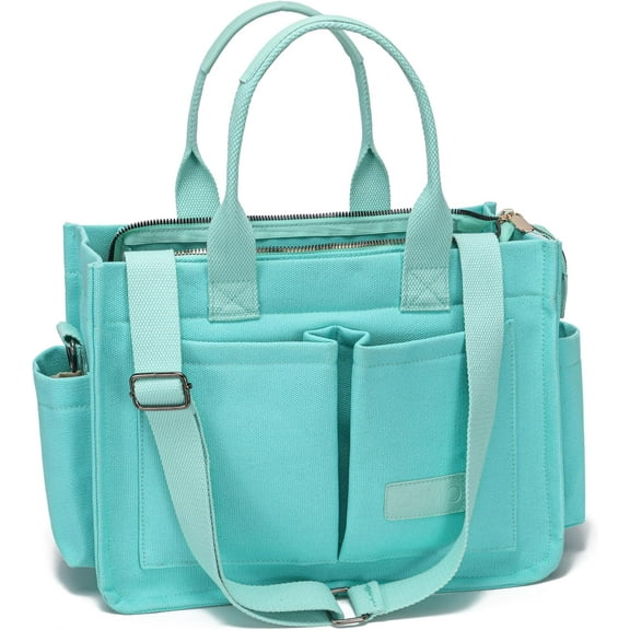 DBDlailai Large Canvas Tote Bag for Women With Pockets,Laptop Crossbody Purses Everything Everyday Bag Handbags for Work Beach