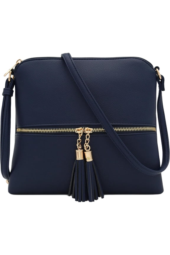 Lightweight Medium Crossbody Bag with Tassel