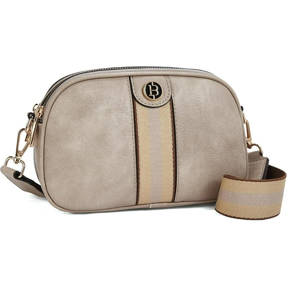 DBDlailai Small Crossbody Purse for Women Triple Zip Cell Phone Leather Handbag with Colored Shoulder Strap