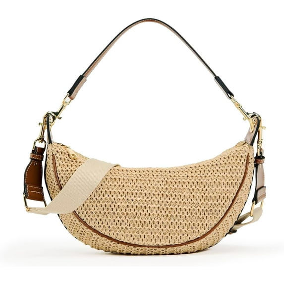 DBDlailai Straw Crossbody Bags for Women Beach Woven Hobo Handbag Summer Chic Crescent Shoulder Purses with Adjustable Strap 2024