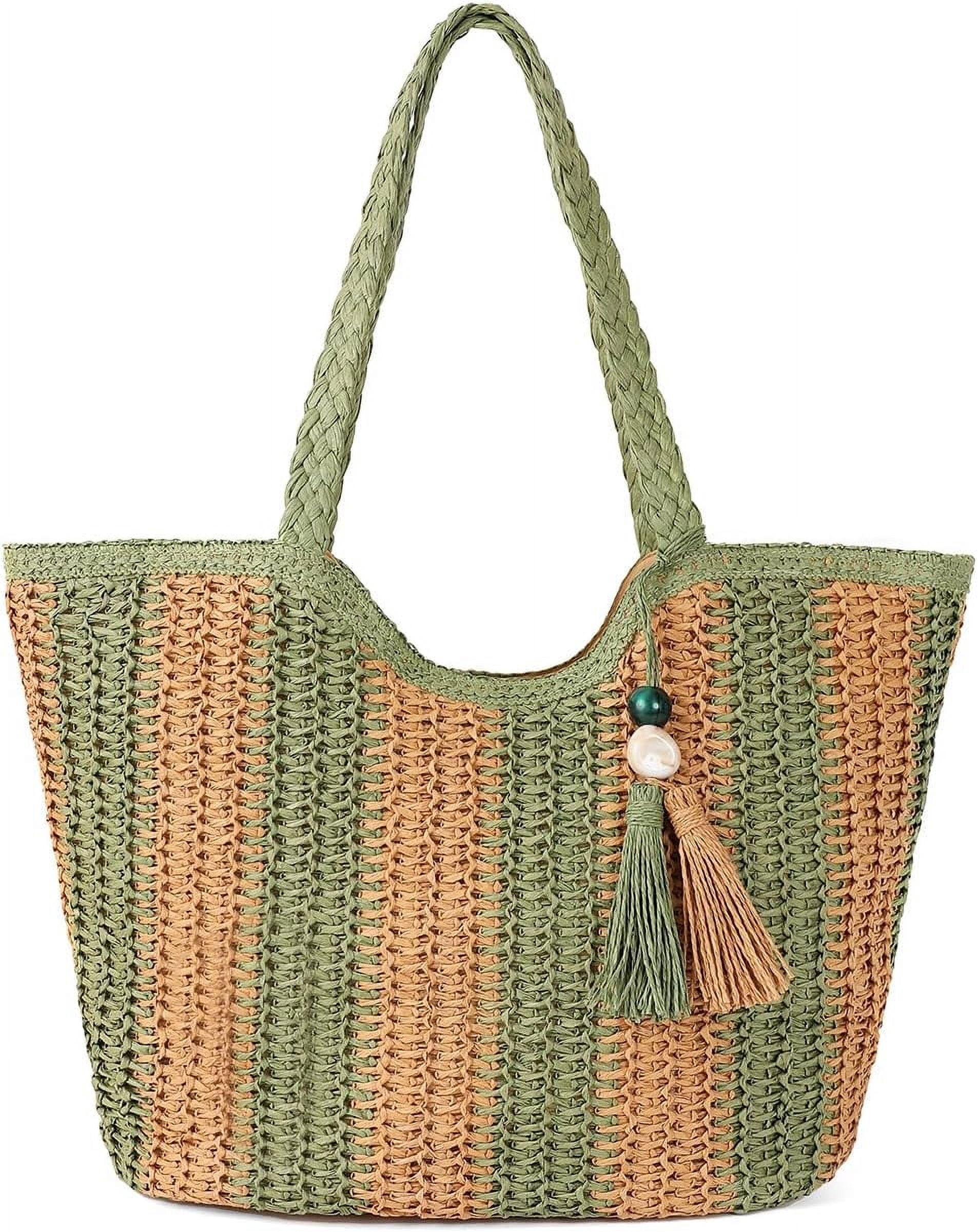 DBDlailai Women Tassel Straw Beach Bag Large Summer Straw Tote Bag ...