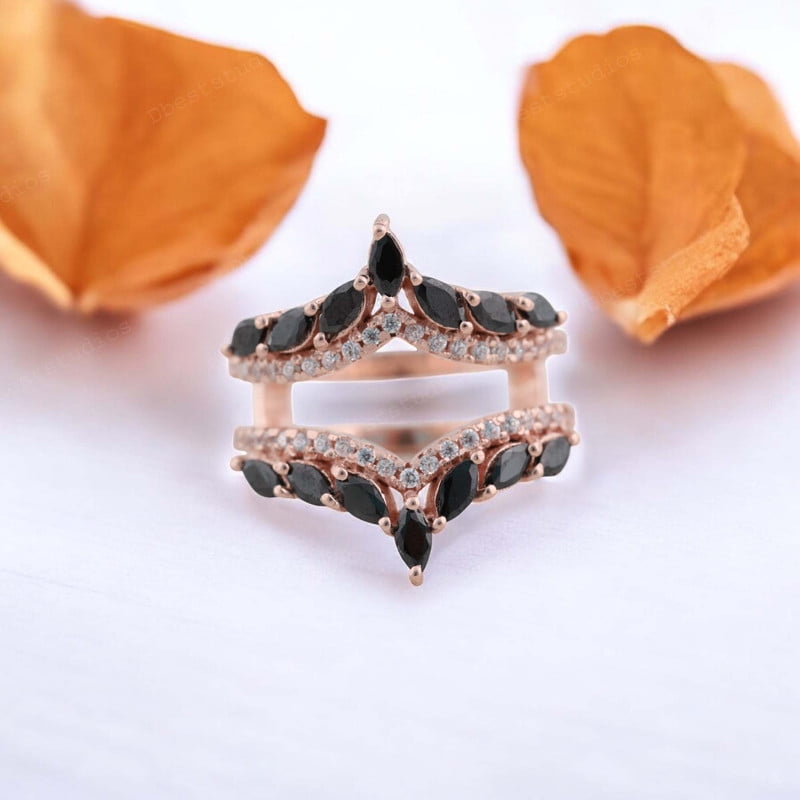 DBESTSTUDIOS 4x2 MM/ Marquise Cut Natural Onyx Wedding Ring Enhancer