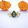 thumbnail image 1 of DBESTSTUDIOS 7x5 MM/ 1.5 CT Natural Green Moss Agate Engagement Ring Women Diamond Cluster Ring Art Deco Statement Jewelry Yellow Gold Personalized Ring, 1 of 7