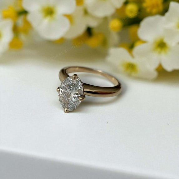 DBESTSTUDIOS 8X6 MM 1 CT Oval Cut Moissanite Women Ring Yellow Gold Customized Jewelry Bridal Solitaire Promise Ring Anniversary Gift For Wife
