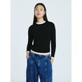 thumbnail image 1 of Scoop Women’s Double Layer Rib Tee with Long Sleeves, Sizes XS-XXL, 1 of 5