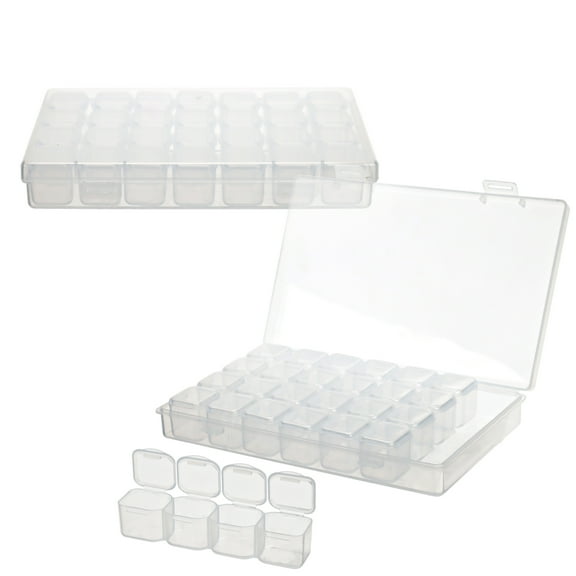DBOO 2 Pack 28 Grids Bead Storage Containers, Diamond Art, Bead Box, Diamond Painting Organizer