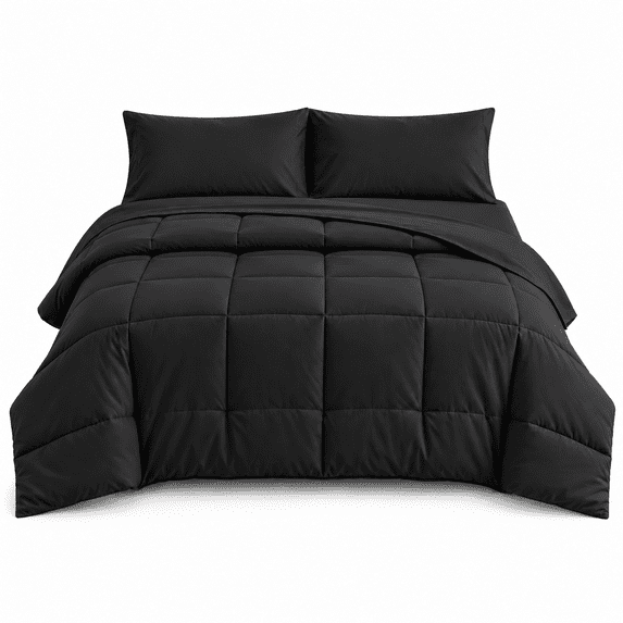 DBOZE Oversize King Bed in a Bag 5-Piece Comforter Set, All-Season Cotton Blend Bedding Set(Black,Oversize King)