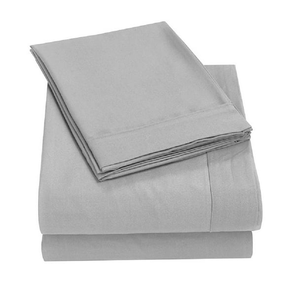 DBOZE Bedding, Bed Sheets Set 4 Piece Bedding Brushed Cotton Blend Shrinkage and Fade Resistant Easy Care,Silver Gray,King