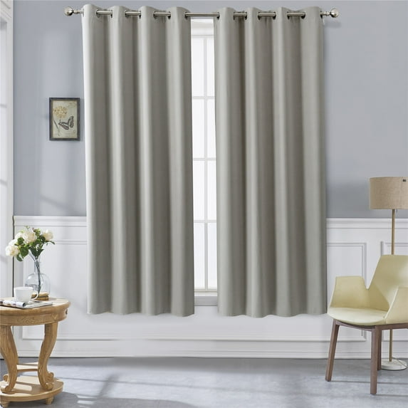 DBOZE Blackout Curtains 63 inches Long - Grommet Thermal Insulated Room Darkening Window Curtains for Bedroom, Set of 2 Panels (52 x 63 Inch,Light Gray)