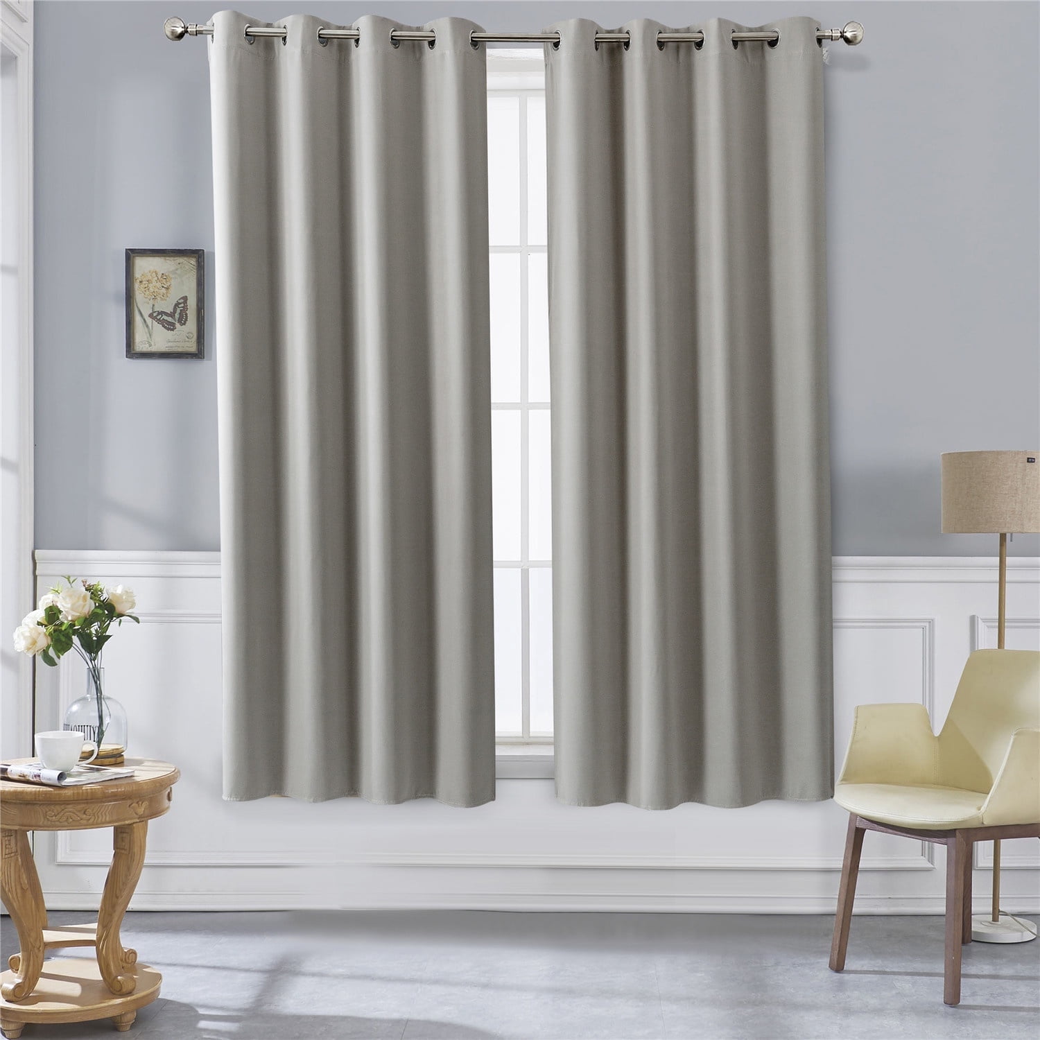 DBOZE Blackout Curtains 52 x 84 Inch Set of 2, Thermal Insulated Room Darkening Window Curtains with Grommet Top for Bedroom & Living Room(Light Gray)