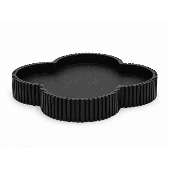 DBOZE Ceramic-Look Clover Decorative Tray, Vanity Tray for Perfume, Jewelry, Candles and Bathroom Countertop, Modern Ribbed Catchall Tray for Coffee Table Décor,Black