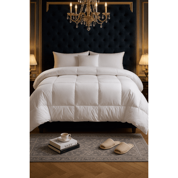 DBOZE Cotton Blend Comforter Set, 100% Cotton Fill, Down Alternative Comforter, Ultra Soft Bedding, Fluffy Quilt, All Season Comforter,5-Piece Quilt Set, Warm & Breathable Bedding,King,White