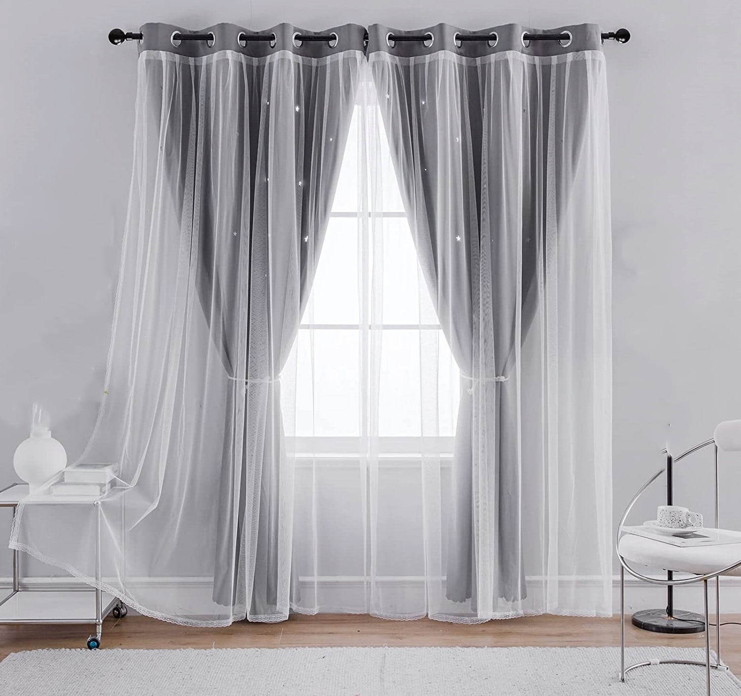 DBOZE Dark Grey Blackout Curtains 103 Inches Long, Thermal Insulated 2