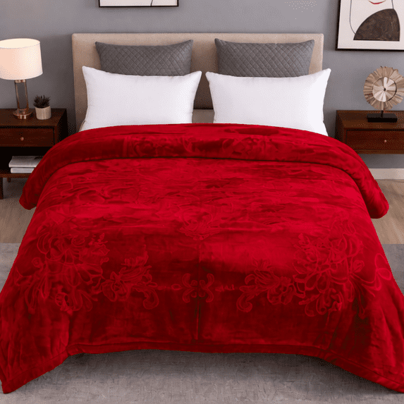 DBOZEKing Size Heavyweight Plush Blanket – Ultra Soft Thick Microfiber Fleece Throw for Winter, Solid Red Color