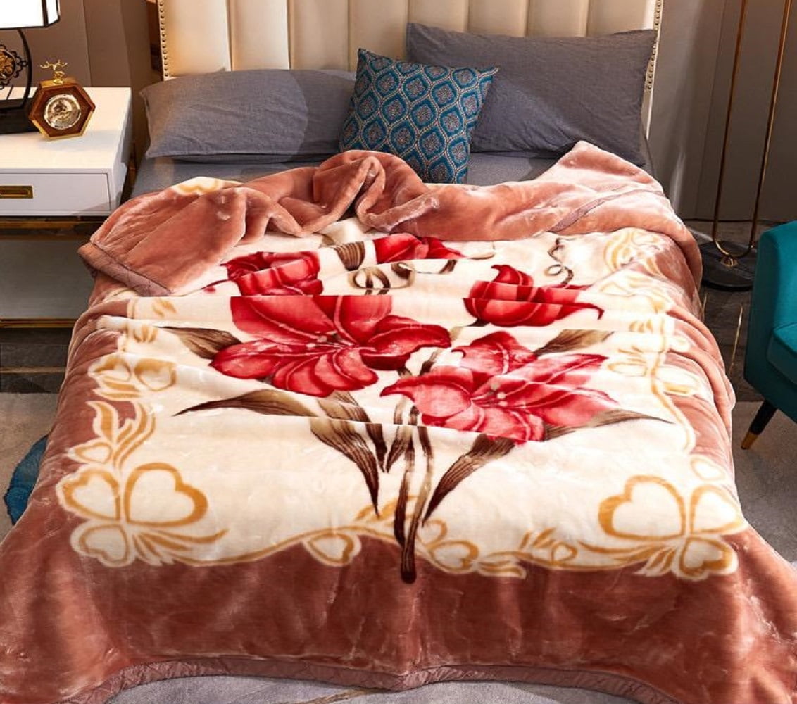 DBOZE Heavy Korean Faux Mink Fleece Blanket, 2 Ply Reversible Silky