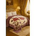 thumbnail image 1 of DBOZE Royal Blossom Heavyweight Korean Mink Blanket – Luxury 2-Ply Reversible Floral Plush Blanket, King Size, Purple/Cream, 1 of 9