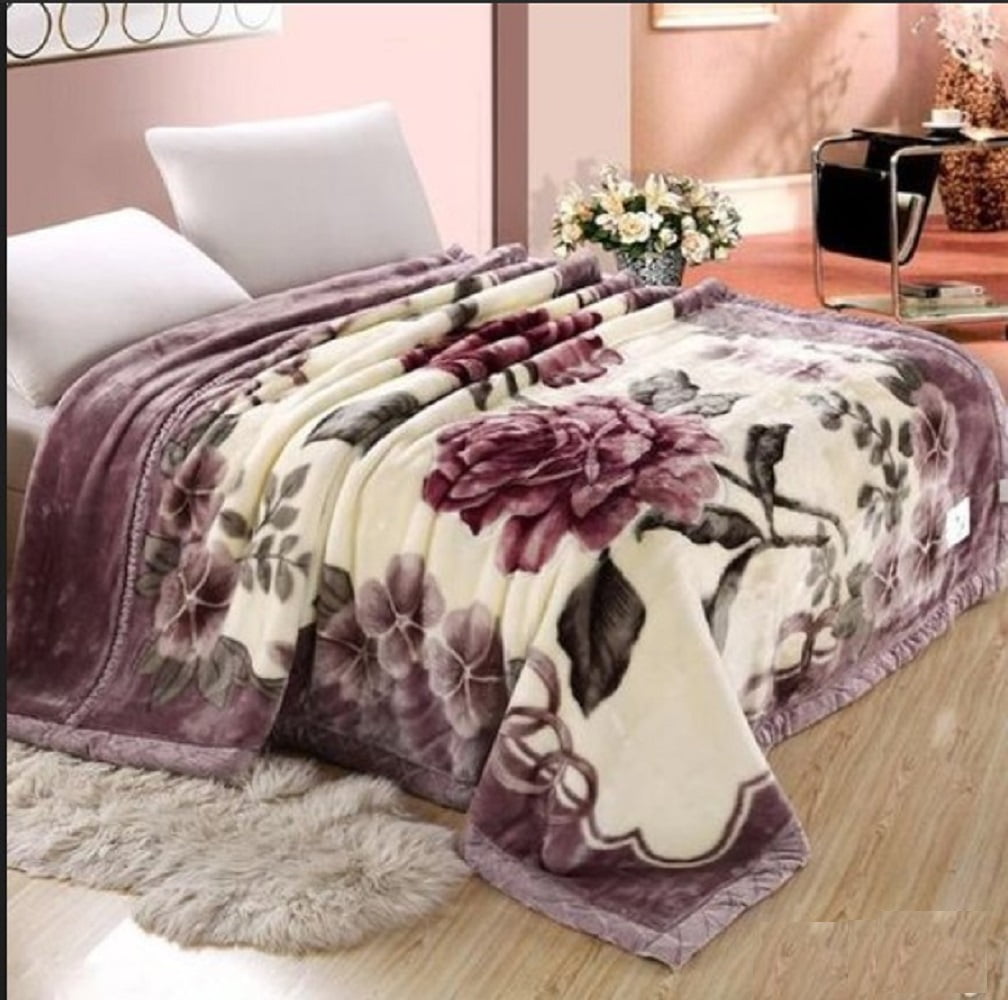 DBOZE Heavy Korean Faux Mink Fleece Blanket, 2 Ply Reversible Silky