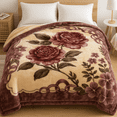 thumbnail image 1 of DBOZE Luxury Heavy Korean Mink Fleece Blanket – 2-Ply Reversible Silky Soft Plush Warm Winter Blanket, Oversized King, Elegant Purple Floral Design, 1 of 8