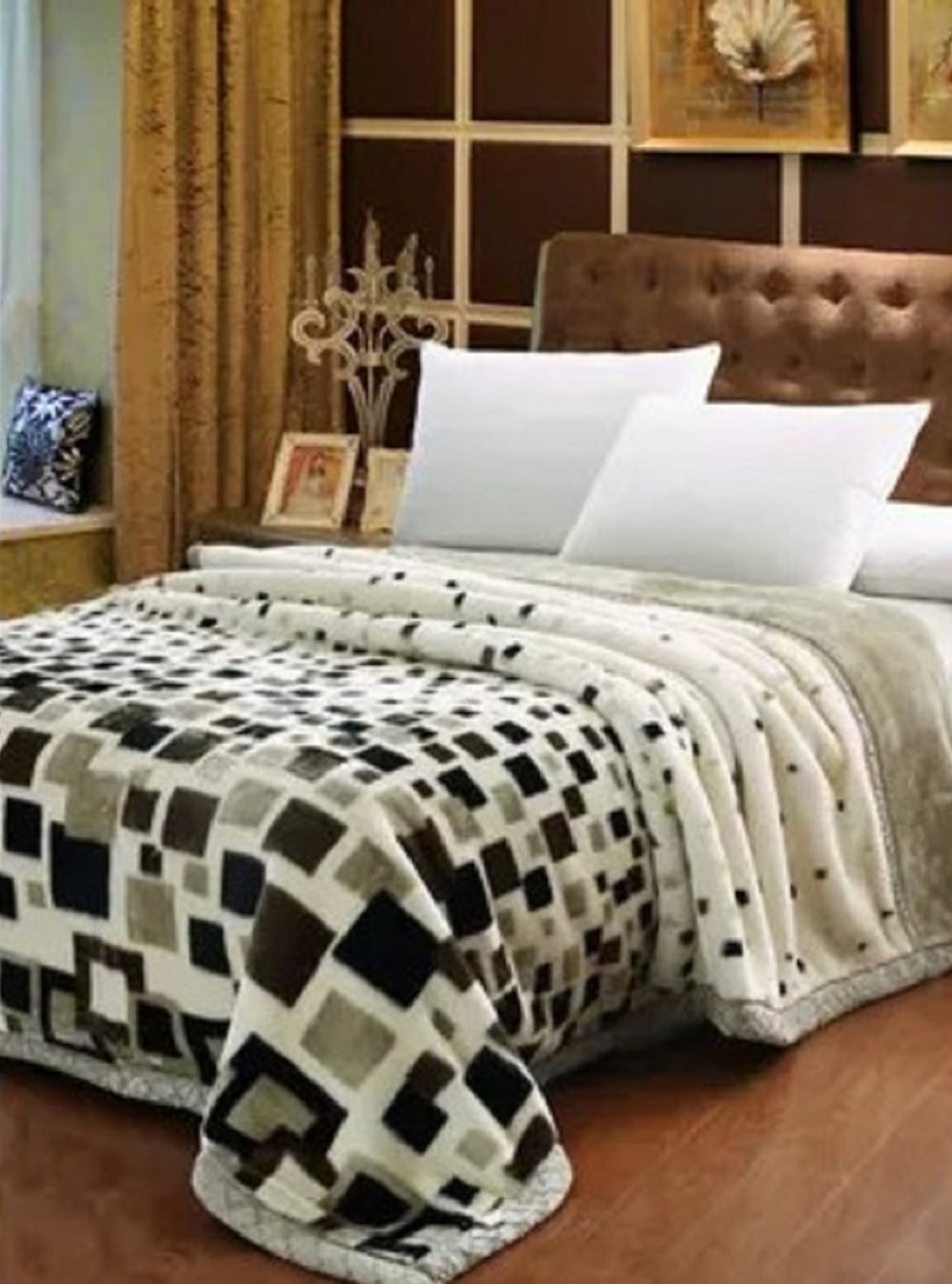 DBOZE Heavy Korean Faux Mink Fleece Blanket, 2 Ply Reversible Silky