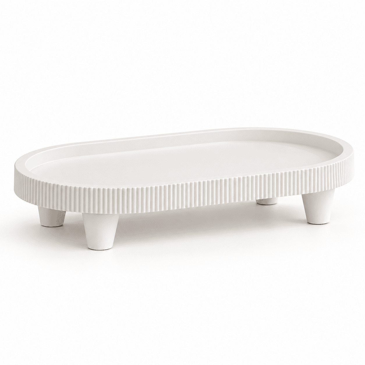 DBOZE Modern Oval Decorative Tray with Textured Matte Finish and Raised ...