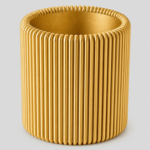 DBOZE Modern Ribbed Pencil Holder for Desk, Decorative Pen and Makeup Brush Organizer Cup for Home Office and Vanity, Gold