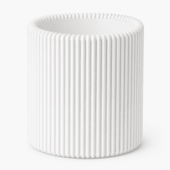 DBOZE Modern Ribbed Pencil Holder for Desk, Decorative Desk Organizer Cup, Pen Holder, Makeup Brush Holder, Desktop Storage for Home Office, Vanity and Workspace,White