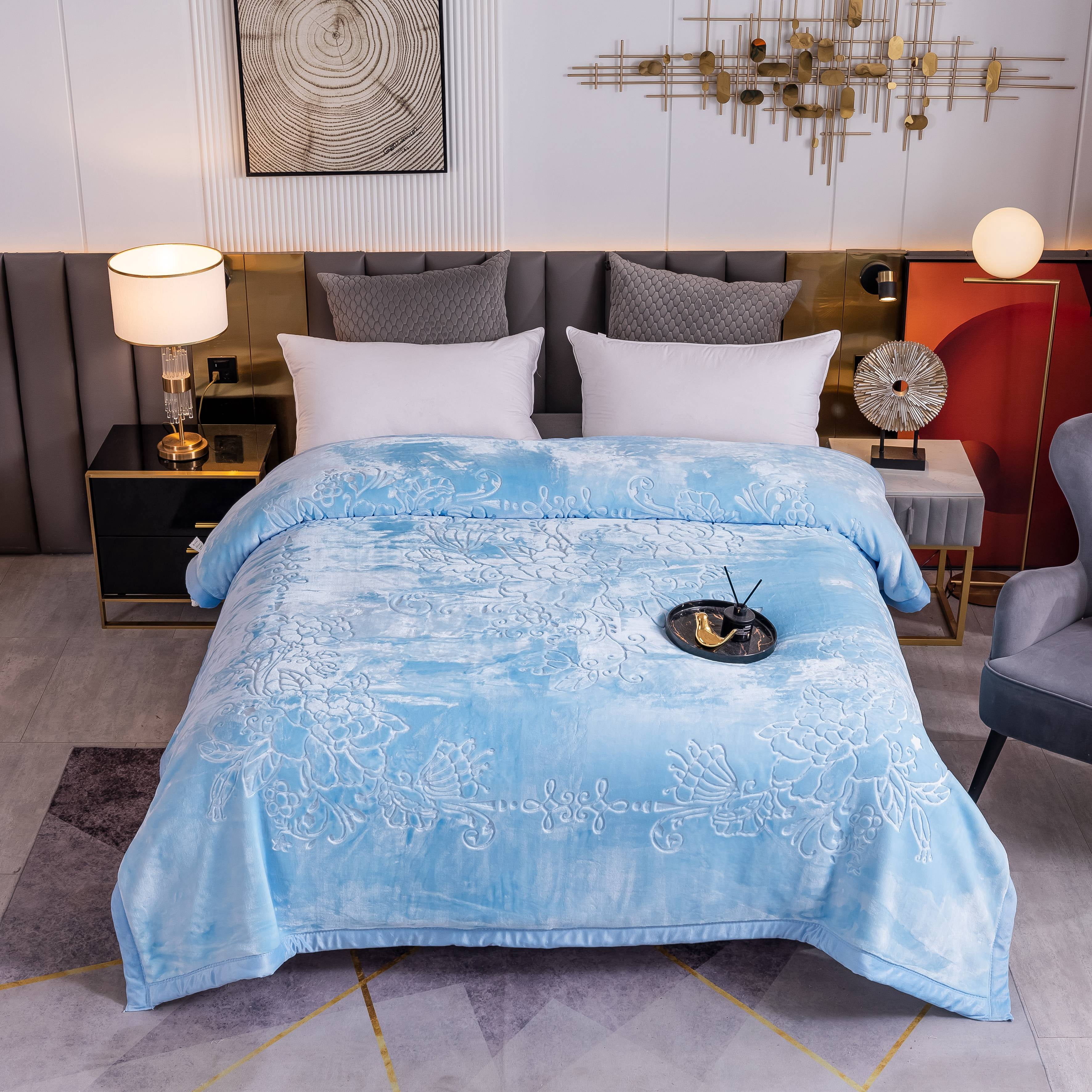 DBOZE Powder Blue Fleece Blanket King Size, Heavy Korean Mink Style Blanket  85 X 95 Inches- 12Lbs, 2 Ply, Soft and Warm, Thick Plush Solid. -  Walmart.com
