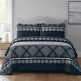 thumbnail image 1 of DBOZE Reversible Cotton Blend 3 Piece Embroidered Quilt Set Elegant Bedspread with Decorative Pillow Shams All Season Coverlet,(Cal King Size,Dark Blue), 1 of 11