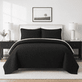 thumbnail image 1 of DBOZE Oversized King 3 Piece Lightweight Quilt Set Soft Cotton Blend Bedspread with Diamond Embroidery Black, 1 of 7