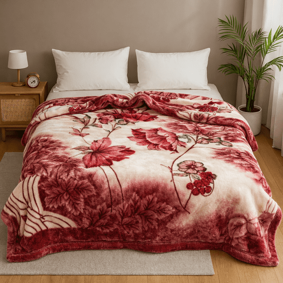 DBOZE 12 LB Heavyweight Mink Blanket – Korean Style 2-Ply Raschel Plush Winter Blanket, Ultra Soft Warm King Size Bed Blanket