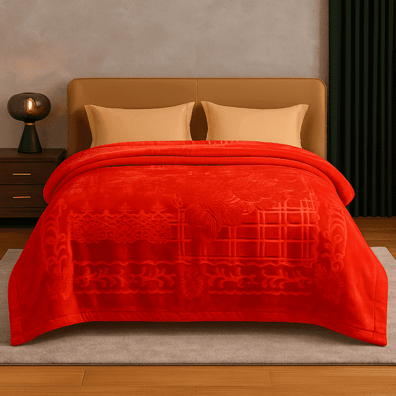 DBOZE Thick & Warm Korean Fleece Blanket – Extra Large 85"×95" – Ultra Soft Raschel Blanket for Winter, Luxury Embossed Design