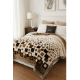 thumbnail image 1 of DBOZE Luxury Warm Plush Korean Mink Raschel Blanket, 2 Ply Reversible Silky Soft Winter King Size Blanket, Cream/Navy, 1 of 6