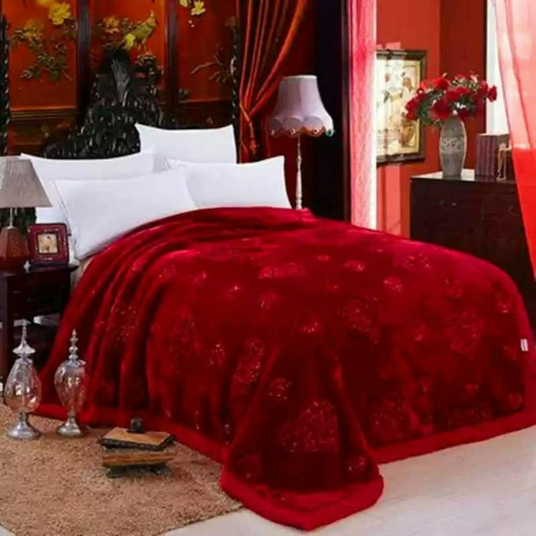 DBOZE King Size Weighted Korean Mink Fleece Blanket Double Sided Super Soft Warm Reversible Red Walmart