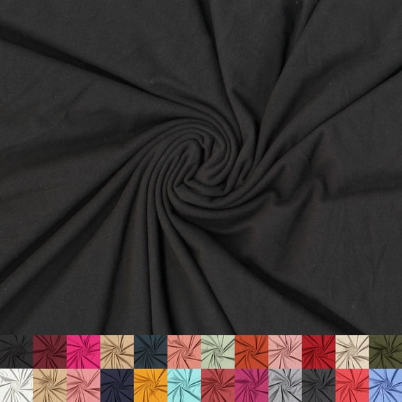 LitLook DBP Power Brushed Stretch Knit Fabric by the Yard - 250GSM Poly Spandex for Leggings, Yoga Wear, Dresses, Skirts - Black