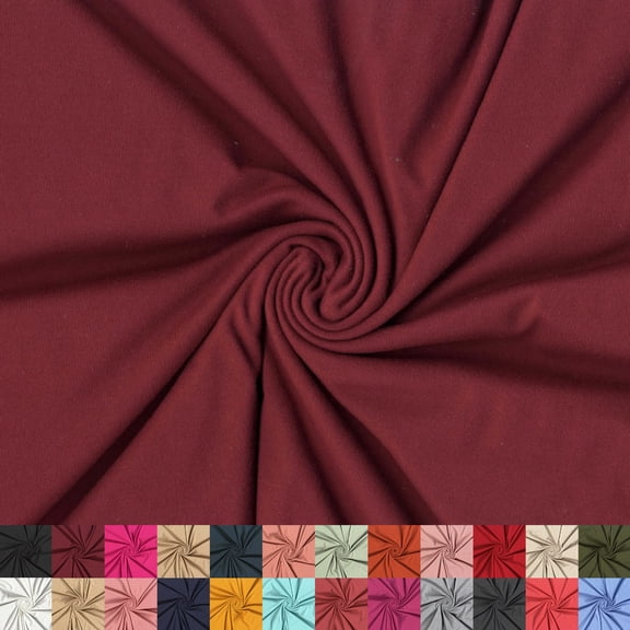 LitLook DBP Power Brushed Stretch Knit Fabric by the Yard - 250GSM Poly Spandex for Leggings, Yoga Wear, Dresses, Skirts - Wine