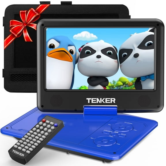 DBPOWER 12" Swivel Display Screen Portable DVD Player with 1.8m Car Charger, Blue