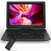 16.9" Portable DVD Player with 14.1" HD Swivel Large Screen, Support DVD/USB/SD Card and Multiple Disc Formats, 6 Hrs 5000mAH Rechargeable Battery, Sync TV/Projector, High Volume Speaker
