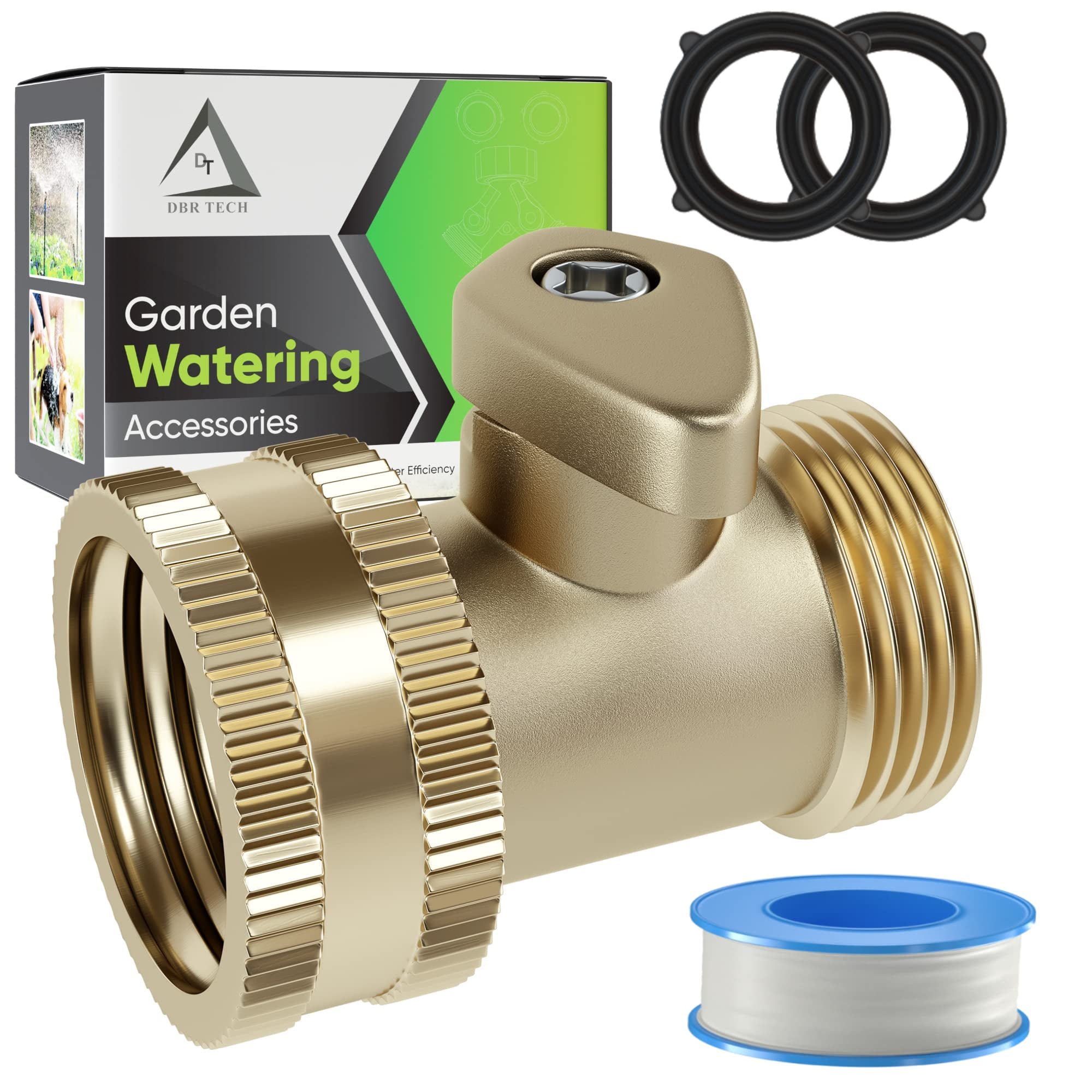 DBR Tech Heavy Duty EC36 Brass Shut Off Valve, Garden Connector