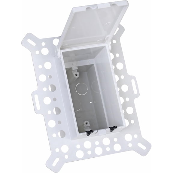 DBVM1W-1 Low Profile IN BOX Electrical Box with Weatherproof Cover for New Construction Stucco/Textured Surfaces/Rigid Siding, Vertical, 1-Gang, White