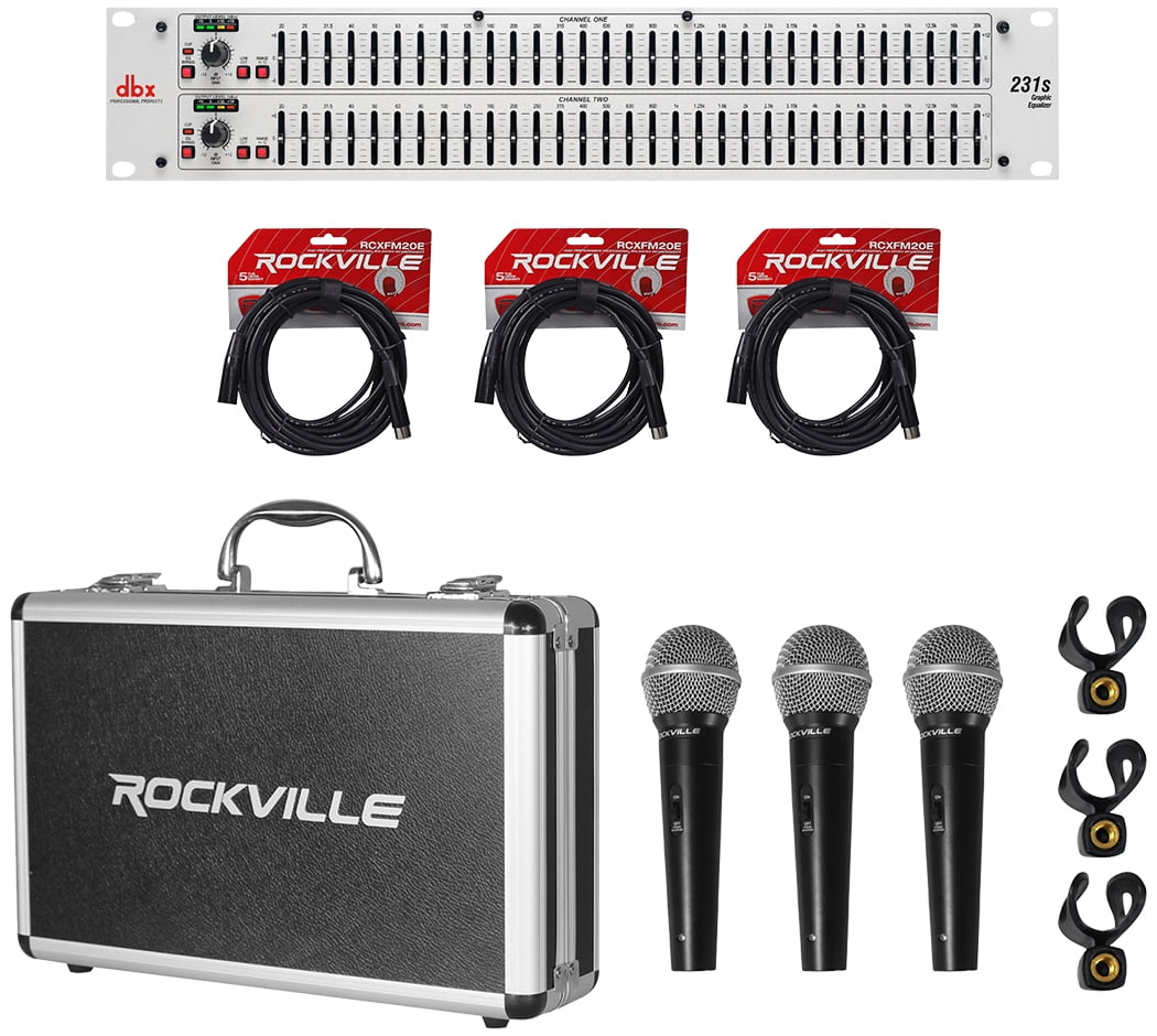 DBX 231S Dual 31 Band Graphic Equalizer Pro Audio Rack Mount EQ+Mics ...