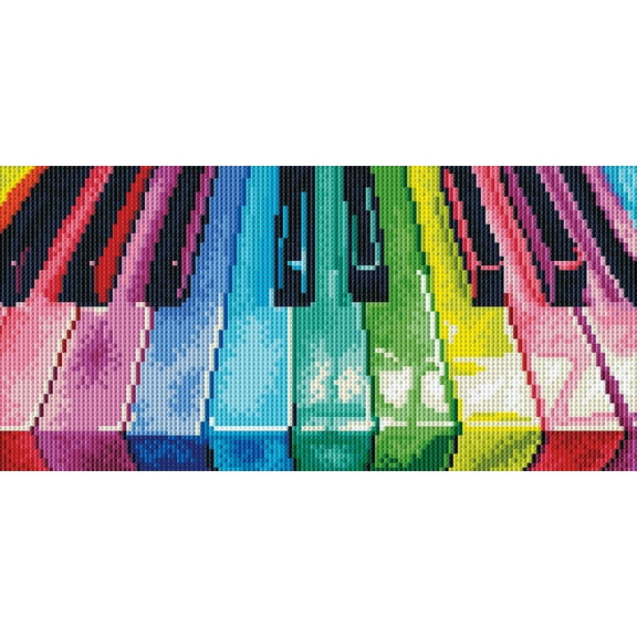 Diamond Dotz Rainbow Keyboard Diamond Painting Kits for Adults - Music Diamond Art Kits a Relaxing Creative Craft Kit with Dotz Gems 15.8x7.9