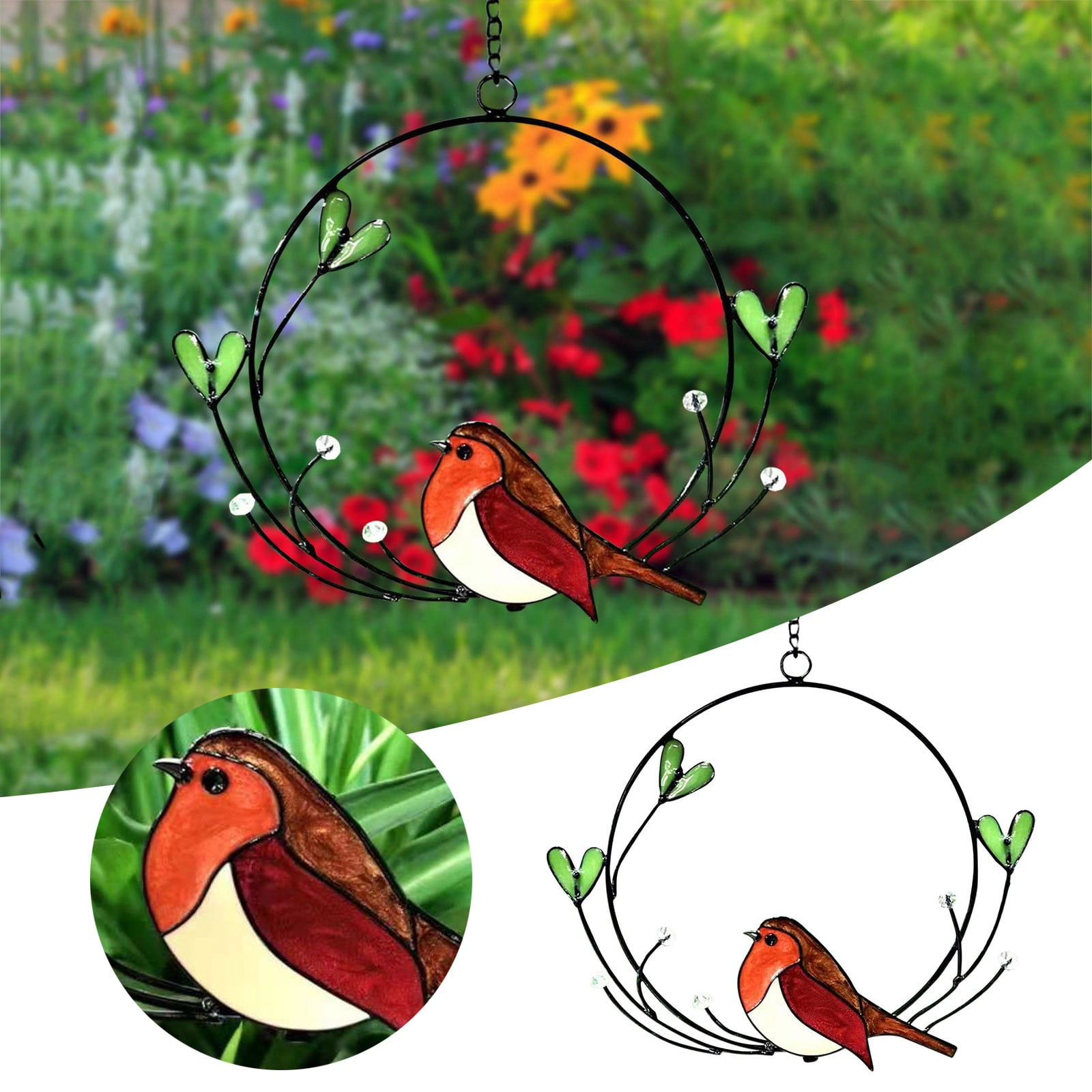 DBYLXMN Beautiful Hummingbird Color Glass Metal Hanging Bird Painting